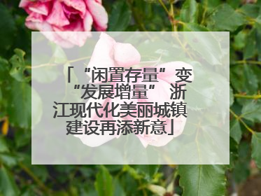 “闲置存量”变“发展增量” 浙江现代化美丽城镇建设再添新意