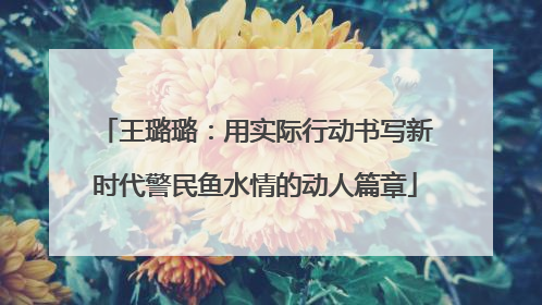 王璐璐：用实际行动书写新时代警民鱼水情的动人篇章