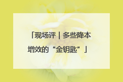 现场评｜多些降本增效的“金钥匙”