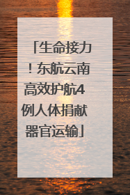 生命接力！东航云南高效护航4例人体捐献器官运输
