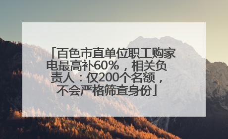 百色市直单位职工购家电最高补60％，相关负责人：仅200个名额，不会严格筛查身份