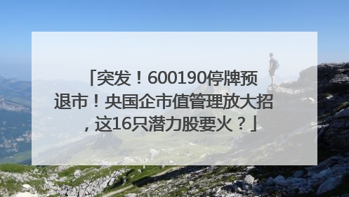 突发！600190停牌预退市！央国企市值管理放大招，这16只潜力股要火？