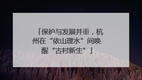 保护与发展并重，杭州在“依山理水”间唤醒“古村新生”