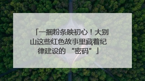 一捆粉条映初心！大别山这些红色故事里藏着纪律建设的 “密码”