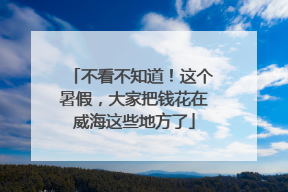 不看不知道！这个暑假，大家把钱花在威海这些地方了