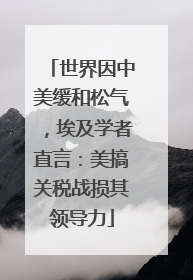 世界因中美缓和松气，埃及学者直言：美搞关税战损其领导力