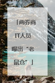 两券商IT人员曝出“老鼠仓”