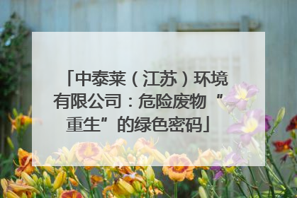 中泰莱（江苏）环境有限公司：危险废物“重生”的绿色密码