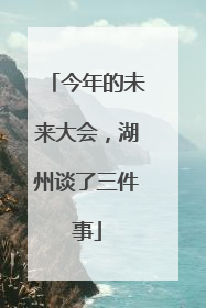 今年的未来大会，湖州谈了三件事
