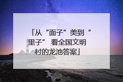 从“面子”美到“里子” 看全国文明村的龙池答案