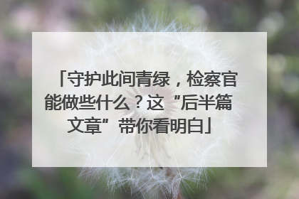 守护此间青绿，检察官能做些什么？这“后半篇文章”带你看明白