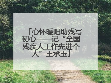 心怀暖阳助残写初心——记“全国残疾人工作先进个人”王承玉