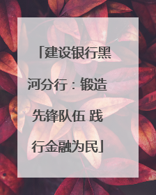 建设银行黑河分行：锻造先锋队伍 践行金融为民