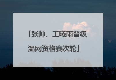 张帅、王曦雨晋级温网资格赛次轮
