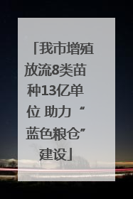 我市增殖放流8类苗种13亿单位 助力“蓝色粮仓”建设