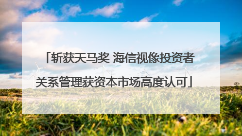 斩获天马奖 海信视像投资者关系管理获资本市场高度认可
