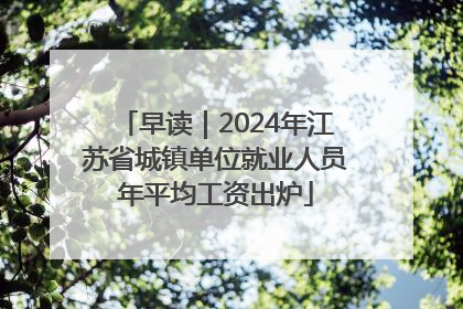 早读｜2024年江苏省城镇单位就业人员年平均工资出炉