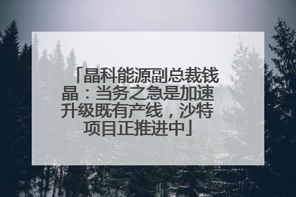 晶科能源副总裁钱晶：当务之急是加速升级既有产线，沙特项目正推进中