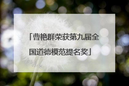 曹艳群荣获第九届全国道德模范提名奖