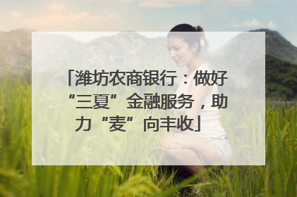 潍坊农商银行：做好“三夏”金融服务，助力“麦”向丰收