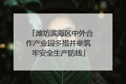 潍坊滨海区中外合作产业园多措并举筑牢安全生产防线