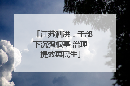 江苏泗洪：干部下沉强根基 治理提效惠民生
