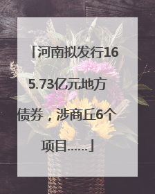 河南拟发行165.73亿元地方债券，涉商丘6个项目……