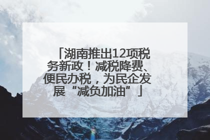 湖南推出12项税务新政！减税降费、便民办税，为民企发展“减负加油”