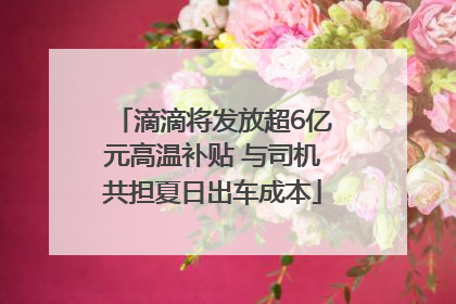 滴滴将发放超6亿元高温补贴 与司机共担夏日出车成本