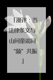 漫评：当法律条文与山间童谣同“频”共振