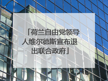 荷兰自由党领导人维尔德斯宣布退出联合政府