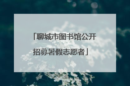 聊城市图书馆公开招募暑假志愿者