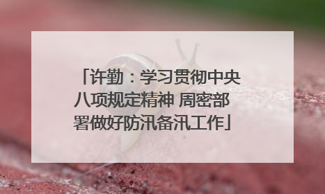 许勤：学习贯彻中央八项规定精神 周密部署做好防汛备汛工作