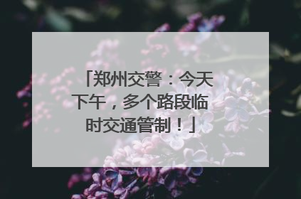郑州交警：今天下午，多个路段临时交通管制！