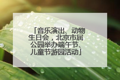 音乐演出、动物生日会，北京市属公园举办端午节、儿童节游园活动